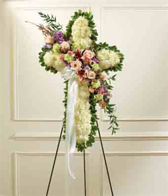 sym-023 Cruz con flores en tonos pasteles