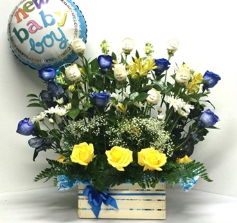 SRP-0418 Arreglo para bebé box in blue