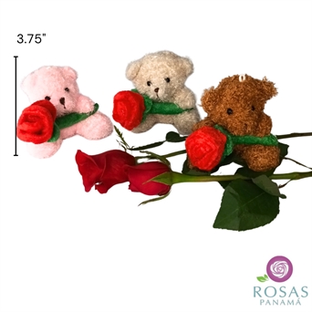 PE-004 Peluche de osito y rosa (mini)